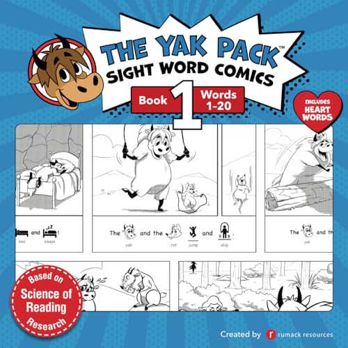 The Yak Pack: Sight Word Comics: Book 1: Comic Books to Practice Reading Dolch Sight Words (1-20) - Rumack Resources - Paperback